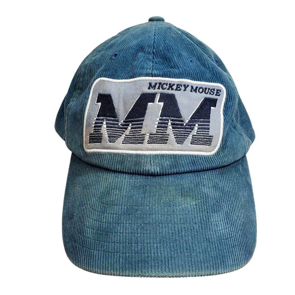 Disney Parks Exclusive Mickey Mouse Baseball Cap Hat Blue Corduroy MM Adjustable